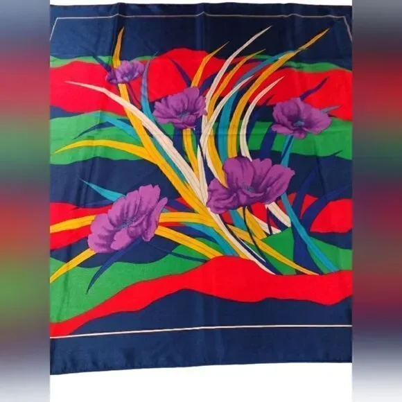 Floral Spring Summer Large Square Scarf New - Picture 2 of 8